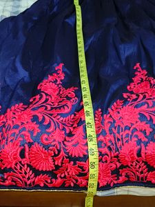 Thread Worked Grand Blue Gown,Full Length