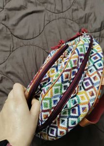 Cotton And Vegan Leather Bag