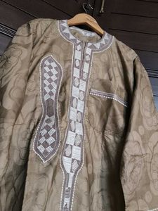 Women Beige Embroidered Silk Straight Kurta