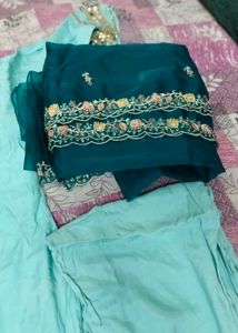 New Mirror Work Kurta Set With Organza Dupatta