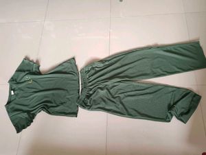 Green Lounge Set with Moon Embroidery