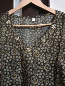 Brand New Olive Green Patterned Kurta