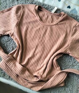 Peach Ribbed Tie Top