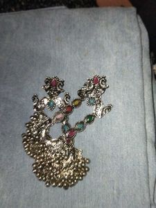 Silver Tone Ethnic Drop Earrings