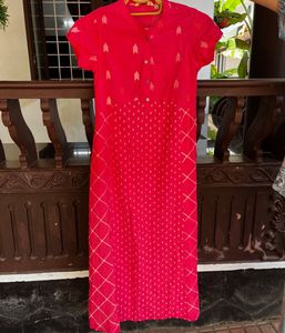 Red Patterned A Line Top
