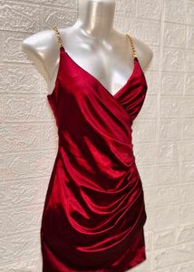 Red Satin Mini Dress