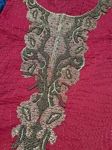 Tomato Red 3 Piece Unstitched Suit