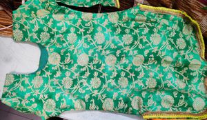 SHORT BANARASI KURTI FOR HALDI/MEHANDI 💛💚