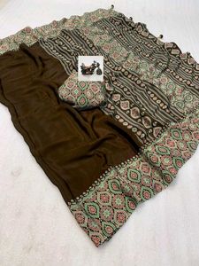 Satin Silk Ajrakh Saree