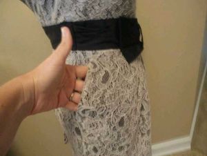H &amp; M Beige Lace Overlay Sleevless  Black Bow