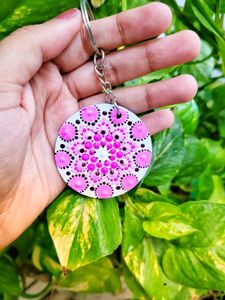 Handmade Pink Mandala Keychain