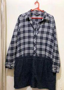 Plaid Shirt Short Dress Length 33