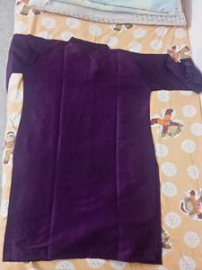 Purple Kurta With Velvet Embroidery