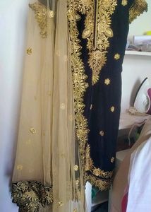 Royal Look Velvet Kurti With Plazzo N Dupatta