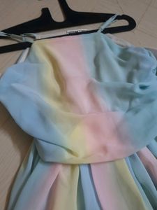 Rainbow Pastel Cold Shoulder Top