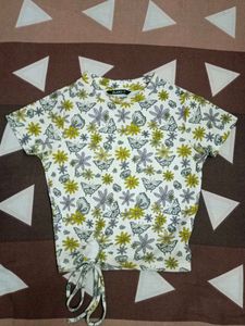Studio  Floral & Butterfly Tie-Front Top
