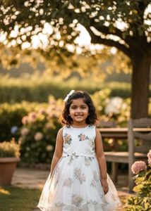 Birthday Party White Floral Girls Dress