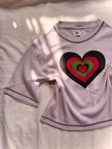 Knitted Heart Print Top