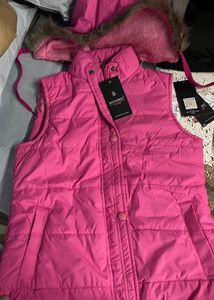 Brand new pink sleeveless jacket with hoodie
