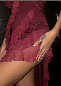 NEWME SIDE SLIT MAROON DRESS