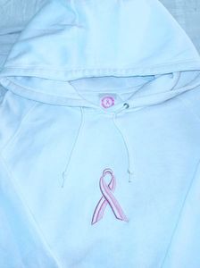 White Hoodie with Pink Ribbon