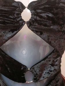 BUST 26..(NOT 30)Chic Black Velvet Mini Dress
