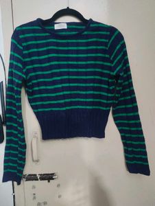 Striped Knit Crop Sweater