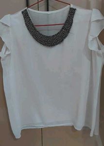 White Beaded Top