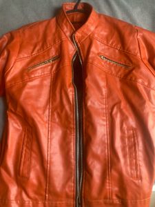 pinteresty oversized orange leather jacket