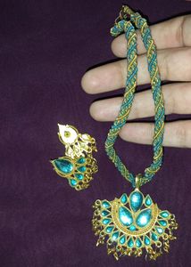 Sale📢📢Blue Studded Necklace And Earrings Set