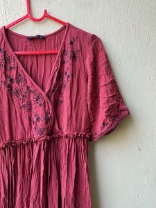 Bohemian embroidery flared maxi dress