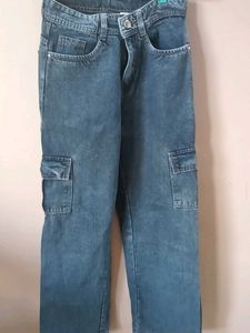 Women's Blue Denim Cargo Jeans