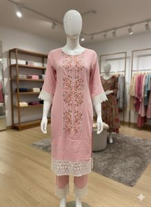 Pink Embroidered Kurta Set