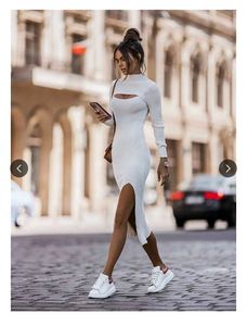 Chic White Knit Dress