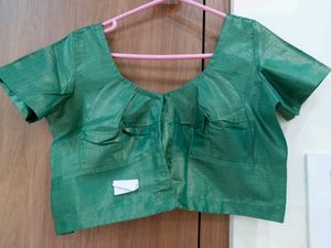 Green Brocade Blouse New Unused