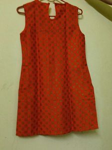 Orange &amp; Gold Beaded Tunic Top