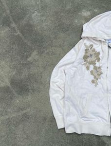 Floral Embroidered Zip Hoodie