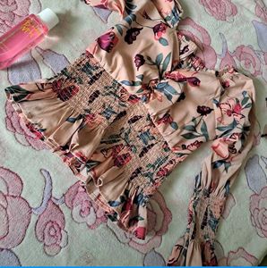 Floral Smocked Crop Top