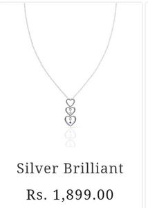 real 925 Silver Triple Heart Pendant Necklace