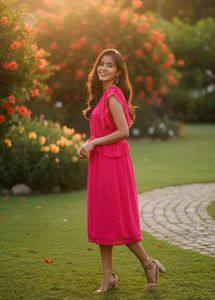 Pink Layered Midi Dress