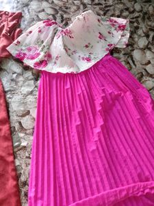 Floral Pleated  3 combo dress 1jump suite