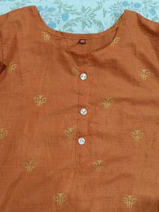 Orange Printed Kurta