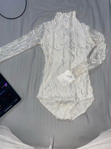 White Patterned Bodysuit