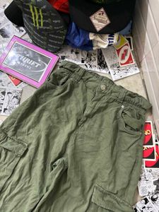 Bershka Olive Green Cargo Pants