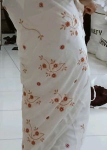 Trendy Beautiful Embroidery Work Saree