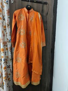 Orange Embroidered Kurta