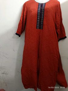 Rust Red With Navy Blue Avaasa Brand Kurta(xl)