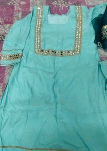 New Mirror Work Kurta Set With Organza Dupatta