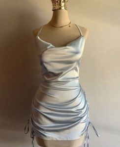 Satin blue mini dress, size small