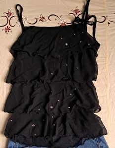 Ruffled Black Top